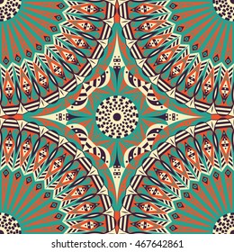 Colorful ethnic patterned background. Arabesque vector ornament