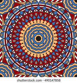 Colorful ethnic patterned background. Arabesque vector ornament