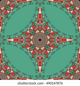 Colorful ethnic patterned background. Arabesque vector ornament