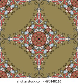 Colorful ethnic patterned background. Arabesque vector ornament