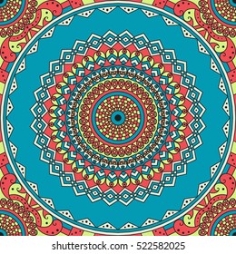 Colorful ethnic patterned background. Arabesque vector ornament