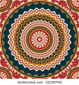 Colorful ethnic patterned background. Arabesque vector ornament