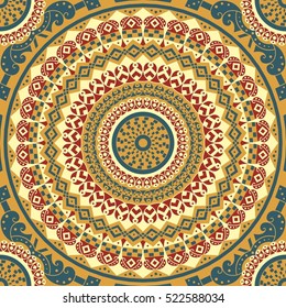Colorful ethnic patterned background. Arabesque vector ornament