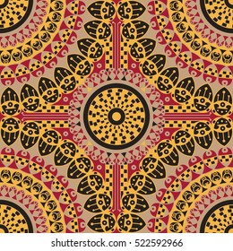 Colorful ethnic patterned background. Arabesque vector ornament