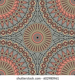 Colorful ethnic patterned background. Arabesque vector ornament