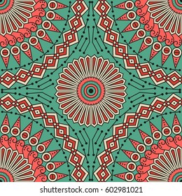 Colorful ethnic patterned background. Arabesque vector ornament