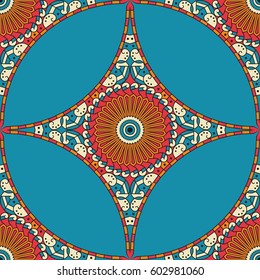 Colorful ethnic patterned background. Arabesque vector ornament