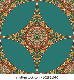 Colorful ethnic patterned background. Arabesque vector ornament