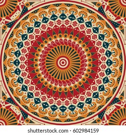 Fundo étnico colorido estampado. Ornamento de vetor arabesco