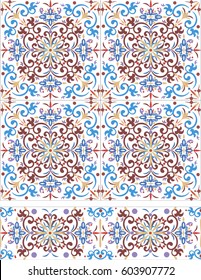Colorful ethnic patterned background. Arabesque vector ornament