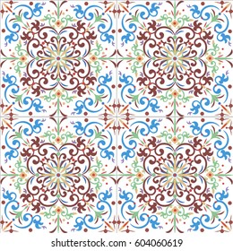 Colorful ethnic patterned background. Arabesque vector ornament