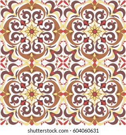 Colorful ethnic patterned background. Arabesque vector ornament
