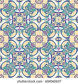 Colorful ethnic patterned background. Arabesque vector ornament