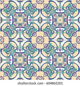 Colorful ethnic patterned background. Arabesque vector ornament