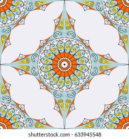 Colorful ethnic patterned background. Arabesque vector ornament