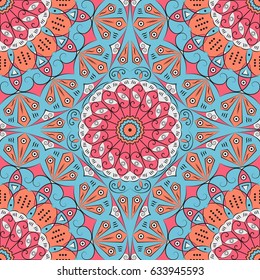 Colorful ethnic patterned background. Arabesque vector ornament