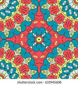 Colorful ethnic patterned background. Arabesque vector ornament