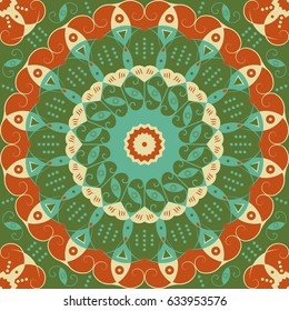Colorful ethnic patterned background. Arabesque vector ornament