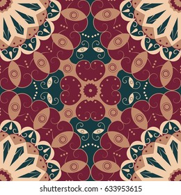 Colorful ethnic patterned background. Arabesque vector ornament