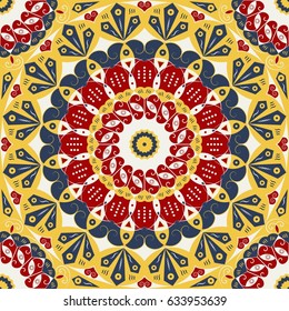 Colorful ethnic patterned background. Arabesque vector ornament