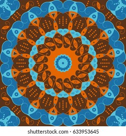 Colorful ethnic patterned background. Arabesque vector ornament
