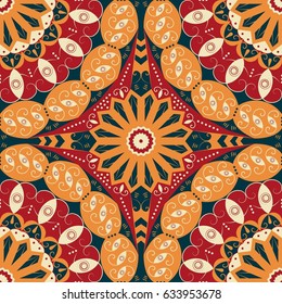 Colorful ethnic patterned background. Arabesque vector ornament