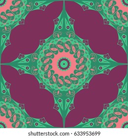 Colorful ethnic patterned background. Arabesque vector ornament