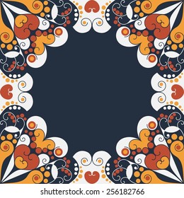 Colorful ethnic patterned frame. Vector ornamental background