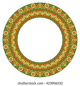 Colorful ethnic patterned frame. Vector ornamental background