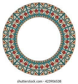 Colorful ethnic patterned frame. Vector ornamental background