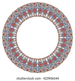 Colorful ethnic patterned frame. Vector ornamental background