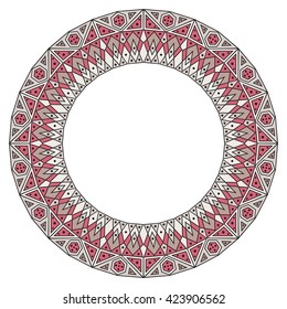 Colorful ethnic patterned frame. Vector ornamental background