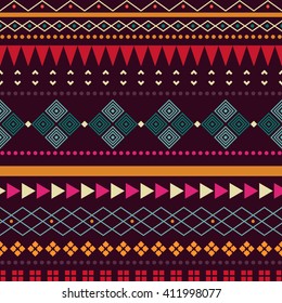 Colorful ethnic patterns. Background in the boho style, geometric vector seamless patterns.Seamless vector tribal texture.