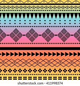 Colorful ethnic patterns. Background in the boho style, geometric vector seamless patterns.Seamless vector tribal texture.