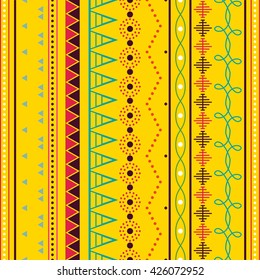 Colorful ethnic patterns. Background in the boho style, geometric vector seamless patterns.Seamless vector tribal texture.