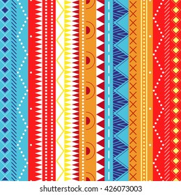 Colorful ethnic patterns. Background in the boho style, geometric vector seamless patterns.Seamless vector tribal texture.