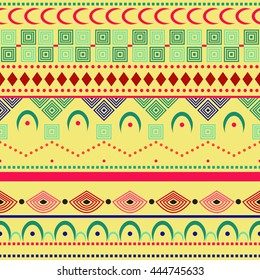 Colorful ethnic patterns. Background in the boho style, geometric vector seamless patterns.Seamless vector tribal texture.
