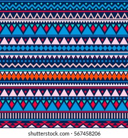 Colorful ethnic seamless pattern. Cute tribal background. Geometrical backdrop. Vector illustration.