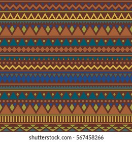 Colorful ethnic seamless pattern. Cute tribal background. Geometrical backdrop. Vector illustration.