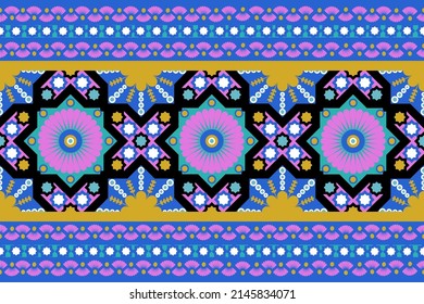 Colorful ethnic seamless pattern design for textile, fabric, ornament decoration and printing.