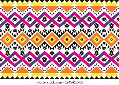 Colorful ethnic seamless pattern design for wallpaper, background, fabric, curtain, carpet, clothing, and wrapping.