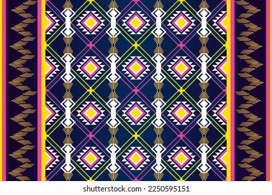 Colorful ethnic seamless pattern design for wallpaper, background, fabric, curtain, carpet, clothing, and wrapping.
