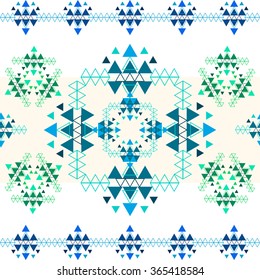 Colorful ethnic seamless pattern design. Vector flat tribal  print.  Aztec ornamental style.