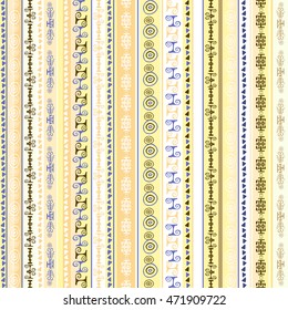 Colorful ethnic seamless pattern design with strips. Vector illustration. African motive background