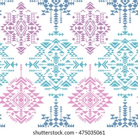 Colorful ethnic seamless pattern with geometric shapes. Tribal ornate abstract endless background. Stylish trendy fabric. Vector illustration