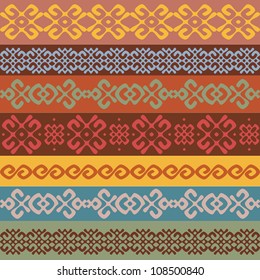 colorful ethnic seamless striped pattern  background in bright colors, vector illustration