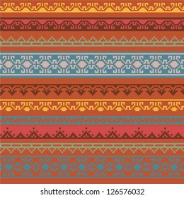 colorful ethnic seamless striped pattern background in bright colors, vector illustration