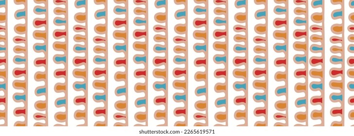 Colorful ethnic stripes pattern, liquid abstract seamless drawing with colorful hand drawn design, Background vector illustration for fashion textile print