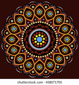 Colorful ethnic traditional pattern, aboriginal style mandala flower
