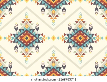 Colorful ethnic tribal seamless pattern. Boho geometric style.